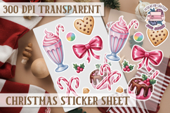 Christmas Watercolor Sticker Sheet Winter Cute Holiday PNG Product Image 1