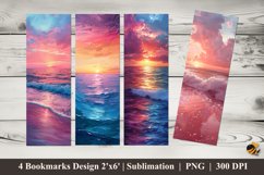 Beach Pastel Color Bookmark Sublimation Design Product Image 1