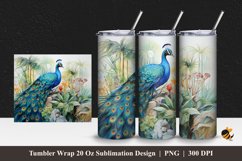 Peacock Nature Tumbler Wrap Sublimation Design 1 Product Image 1