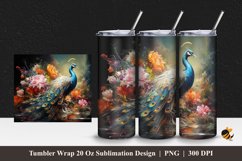 Flowering Peacock Tumbler Wrap Sublimation Design 1 Product Image 1