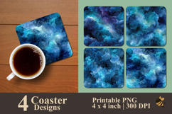 Abstract Blue Cloud Coaster Sublimation Design Product Image 1