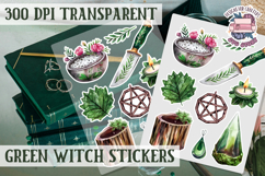 Green Witch sticker sheet Magic Scrapbook PNG Herbs Spells Product Image 1