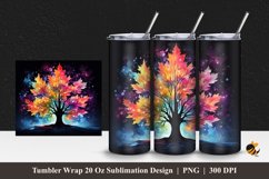 Colorful Maple Tree Tumbler Wrap Sublimation Design 1 Product Image 1