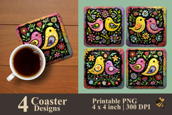 Cute Bird Paradise Coaster Sublimation Design Product Image 1