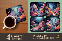 Coral Dance Coaster Sublimation Design Product Image 1