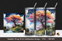 Colorful Tree Tumbler Wrap Sublimation Design 1 Product Image 1