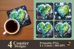 Marble Art Love Coaster Sublimation Design Product Image 1