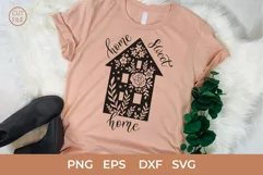 Home Sweet Home SVG, Flowers in House Silhouette Print SVG Product Image 1