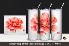 Floral Red Tumbler Wrap Sublimation Design 1 Product Image 1