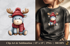 Cute Winter Moose Deer DTF Sublimation Clipart Design 1 Product Image 1
