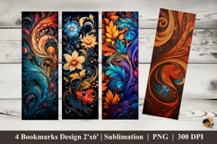 Floral Pattern Art Bookmarks Sublimation Design Product Image 1