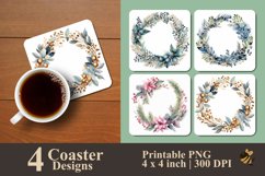 Round Flower Coaster Sublimation Designs Product Image 1