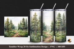Pine Forest Tumbler Wrap Sublimation Design 1 Product Image 1