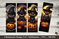 Pumpkin Cat Bookmarks Sublimation Design Product Image 1