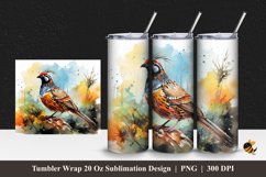 Quail Bird Tumbler Wrap Sublimation Design 1 Product Image 1