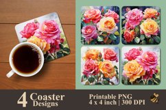 Realistic Roses Coaster Sublimation Designs Product Image 1