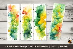 Green Watercolor Art Bookmarks Sublimation Design Product Image 1