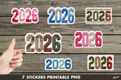 2026 Stickers PNG, New Year Stickers Printable Product Image 1