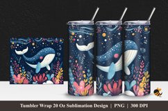 Scandinavian Whale Tumbler Wrap Sublimation Design 1 Product Image 1