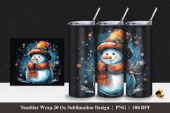 Happy Snowman Tumbler Wrap Sublimation Design 1 Product Image 1
