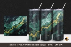 Black Green Marble Tumbler Wrap Sublimation Design 1 Product Image 1