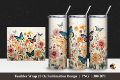 Butterflies Land Tumbler Wrap Sublimation Design 1 Product Image 1