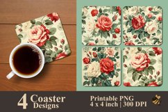 Retro Rose Coaster Sublimation Designs Product Image 1