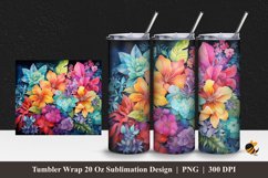 Colorful Flowers Tumbler Wrap Sublimation Design 1 Product Image 1