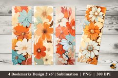 Retro Floral Bookmarks Sublimation Design Product Image 1