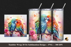 Lovebird Chirping Tumbler Wrap Sublimation Design 1 Product Image 1