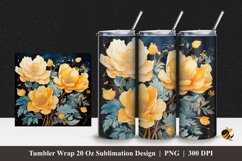 Golden Flower Tumbler Wrap Sublimation Design 1 Product Image 1