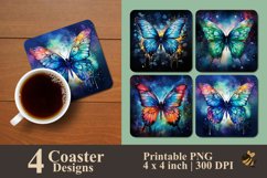 ALcohol Ink Butterfly Coaster Sublimation Designs Product Image 1