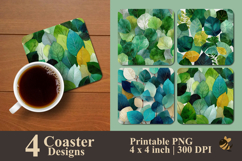 Botanical Leaf Coaster Sublimation Design Product Image 1