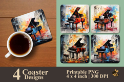 Painting Piano Coaster Sublimation Design Product Image 1
