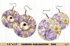 Earring Easter Sublimation, Watercolor Lilac Easter PNG Product Image 1
