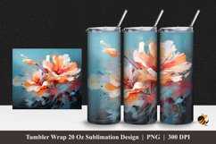 Flower Painting Tumbler Wrap Sublimation Design 1 Product Image 1