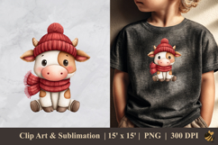 Cute Baby Cow DTF Sublimation Clipart Design 1 Product Image 1