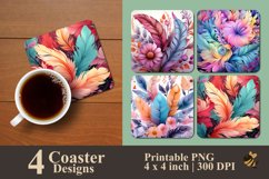 Colorful Feathers Coaster Sublimation Designs Product Image 1