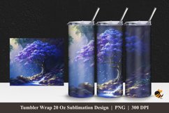 Blue Jacaranda Tree Tumbler Wrap Sublimation Design 1 Product Image 1