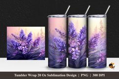 Lavender Floral Tumbler Wrap Sublimation Design 1 Product Image 1