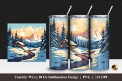 Winter Cabin House Tumbler Wrap Sublimation Design 1 Product Image 1