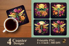 Dragonfly And Roses Coaster Sublimation Designs Product Image 1