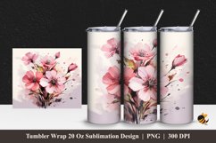 Pink Boquet Tumbler Wrap Sublimation Design 1 Product Image 1