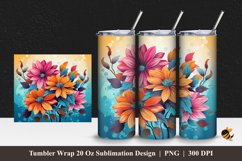 Flowers Colorful Tumbler Wrap Sublimation Design 1 Product Image 1