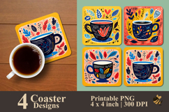 Handdrawn Abstract Cup Coaster Sublimation Design Product Image 1