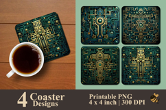 Aztec Geometric Coaster Sublimation Design Product Image 1