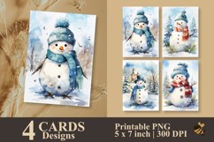 Winter Snow man Card Designs PNG Product Image 1