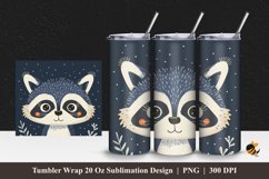 Cute Raccoon Tumbler Wrap Sublimation Design 1 Product Image 1