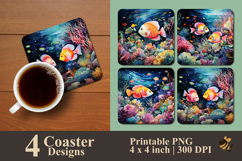Reef Rainbow Fish Coaster Sublimation Design Product Image 1