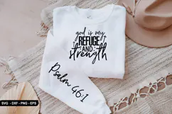 God Is My Refuge And - Christian Sleeve T-Shirt Design Product Image 2